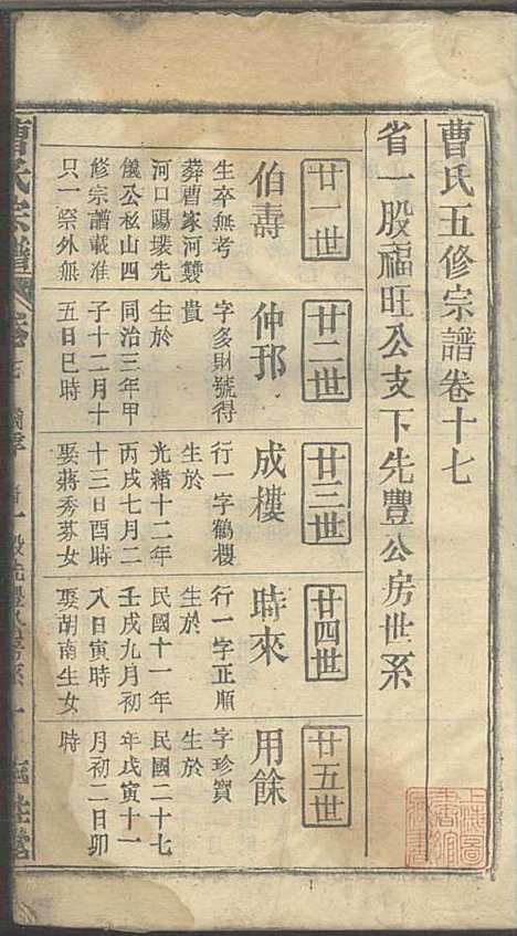 [下载][曹氏宗谱]曹时畏/曹时尚/曹时竞_率性堂_民国三十一年1942_曹氏家谱_十九.pdf